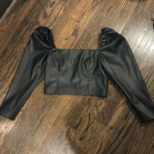 NWT Alice and Olivia faux leather crop top, size 2